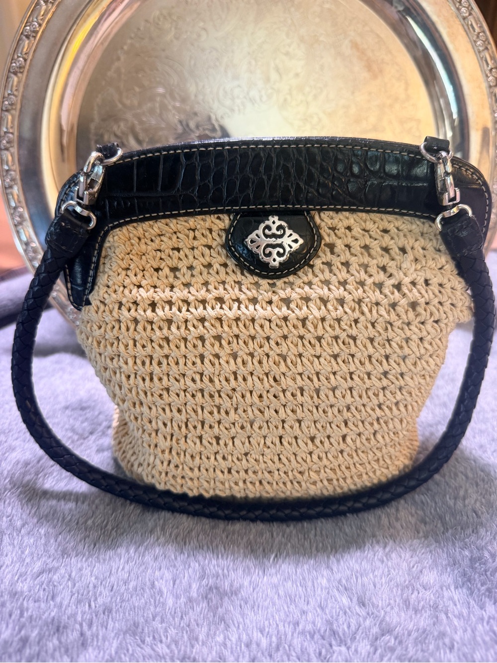 Brighton Crochet Purse with detachable leather strap and Brighton Shopping Sack - Picture 3 of 11